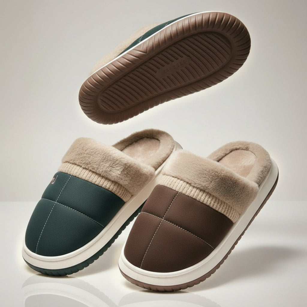 Men's fleece-lined slip-on house slippers — Product image: 