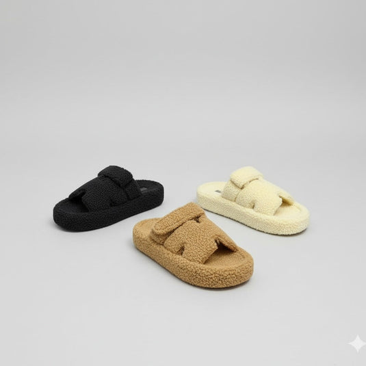 Women’s Fuzzy Sherpa Thong Slippers — Product image: 