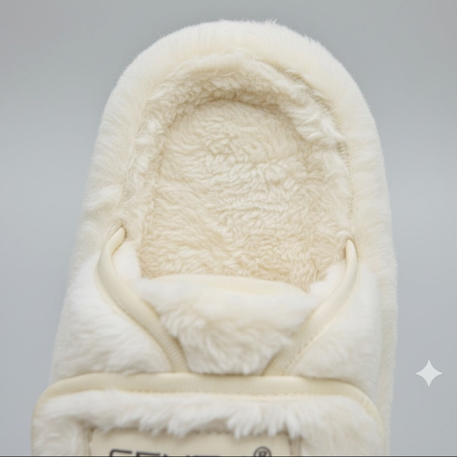 Women’s Fuzzy Closed-Toe Slippers with Adjustable Strap — Product image: