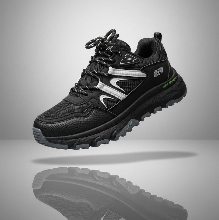 Men's Black Trail-Style Sneaker with Lugged Sole — Product image: 