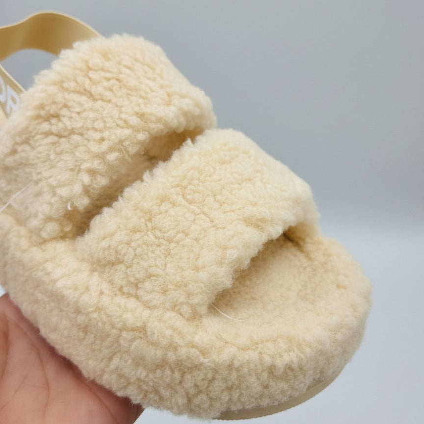 Women’s Fuzzy Double‑Strap Platform Sandals with Heel Strap — Product image: