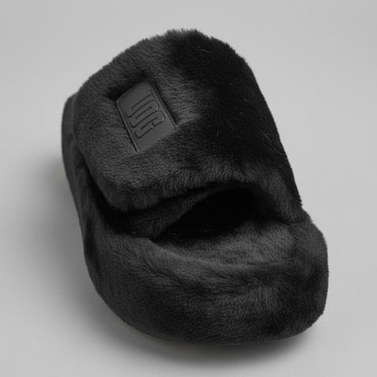 Women's Plush Faux Fur Platform Slide Slippers — Product image: 