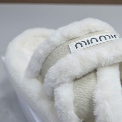 Women’s plush multi‑strap slide slippers — Product image: 