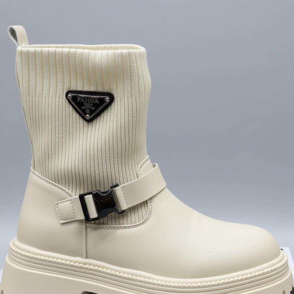 Women's lug-sole sock boots with buckle — Product image: 
