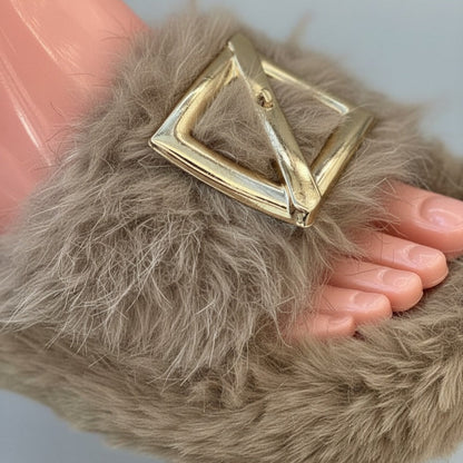 Faux Fur Slide Sandals — Product image: