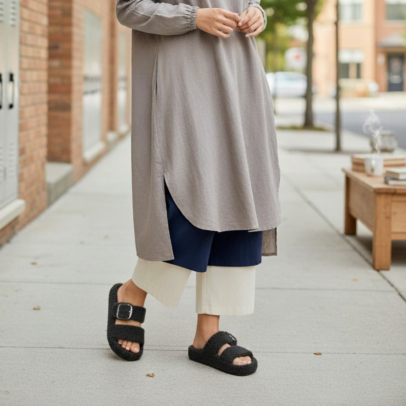 Women's Sherpa Buckle Slide Sandals (GENDA) — Product image: