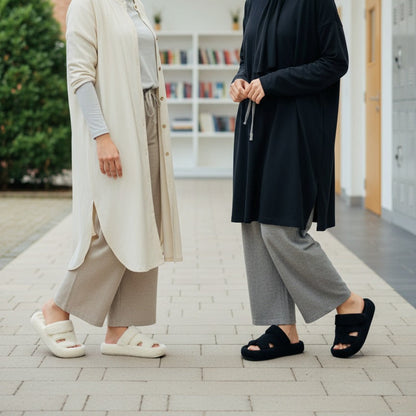 Women’s Fuzzy Two‑Strap Open-Toe Slide Slippers — Product image: