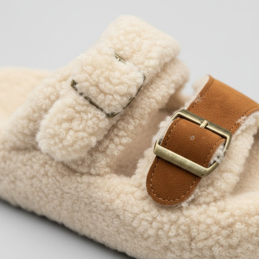Women’s Teddy-Fleece Buckle Clog Slippers — Product image: