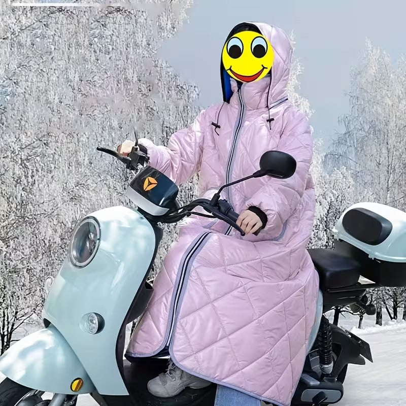 Unisex Long Quilted Winter Jacket Men Women – Hooded Windproof Thick Padded Full Length Warm Coat