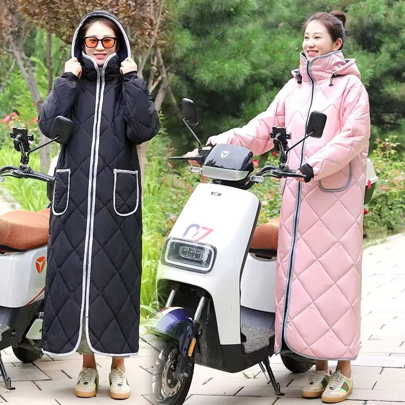 Unisex Long Quilted Winter Jacket Men Women – Hooded Windproof Thick Padded Full Length Warm Coat