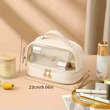 Elegant Transparent Makeup Bag for Women – Portable Cosmetic Organizer with Handle