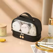 Elegant Transparent Makeup Bag for Women – Portable Cosmetic Organizer with Handle