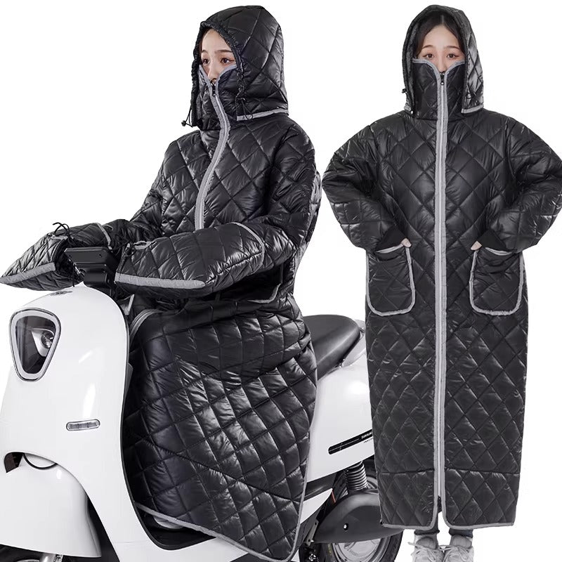 Unisex Long Quilted Winter Jacket Men Women – Hooded Windproof Thick Padded Full Length Warm Coat