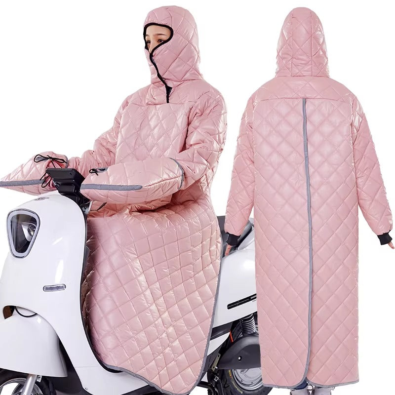 Unisex Long Quilted Winter Jacket Men Women – Hooded Windproof Thick Padded Full Length Warm Coat