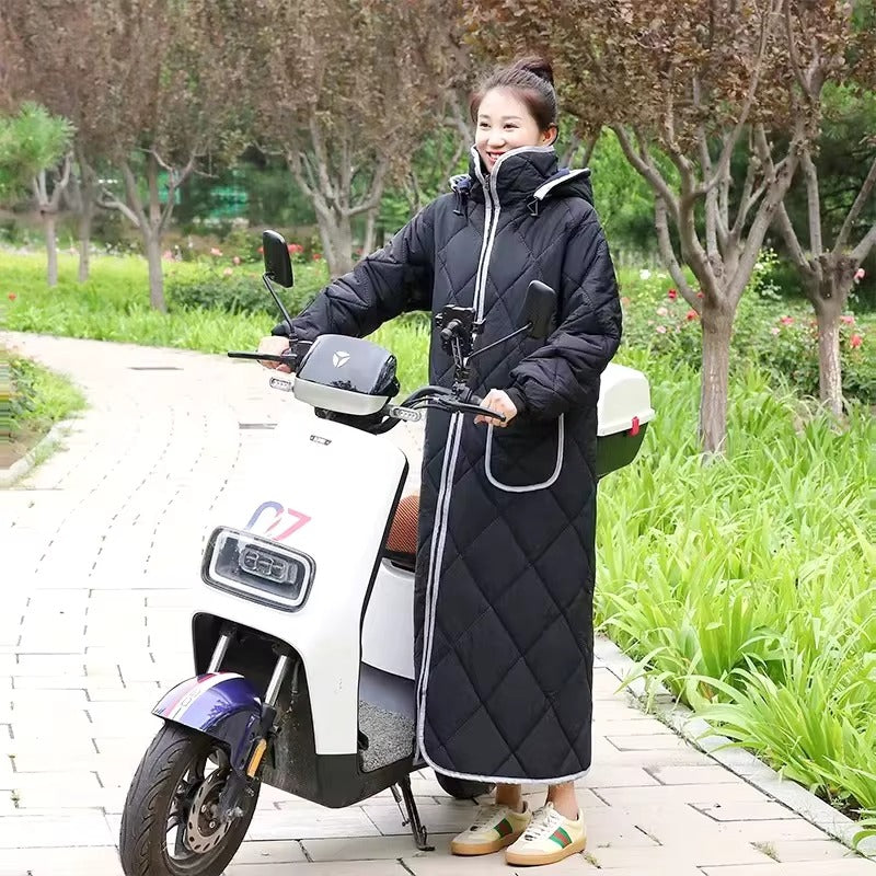 Unisex Long Quilted Winter Jacket Men Women – Hooded Windproof Thick Padded Full Length Warm Coat