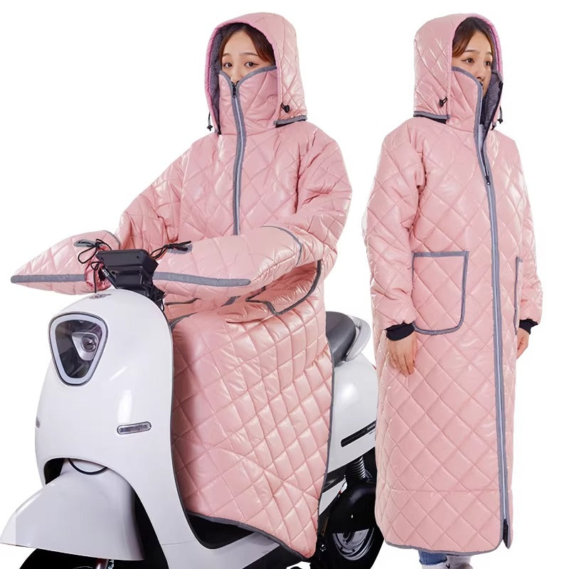 Unisex Long Quilted Winter Jacket Men Women – Hooded Windproof Thick Padded Full Length Warm Coat