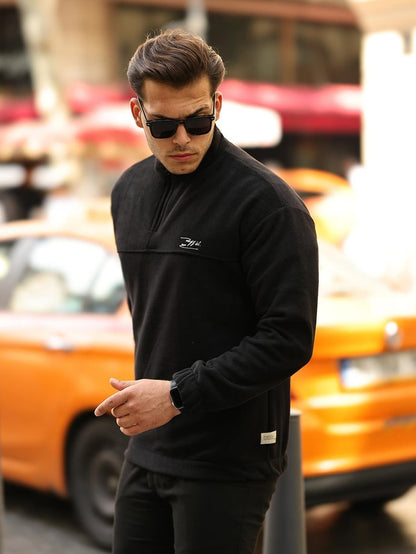 بلوفر رجالي من الصوف بنصف سحاب - تصميم عصري ومريح للأنشطة اليومية