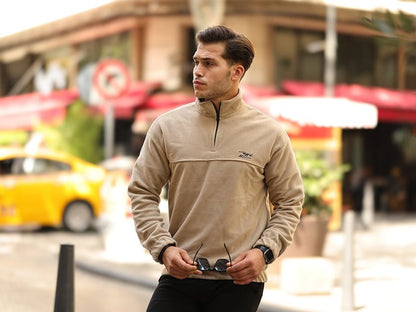 بلوفر رجالي من الصوف بنصف سحاب - تصميم عصري ومريح للأنشطة اليومية