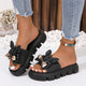 Women's summer sandals with thick soles. Soft soled flip flops for outdoor entertaining. Versatile beach sandals